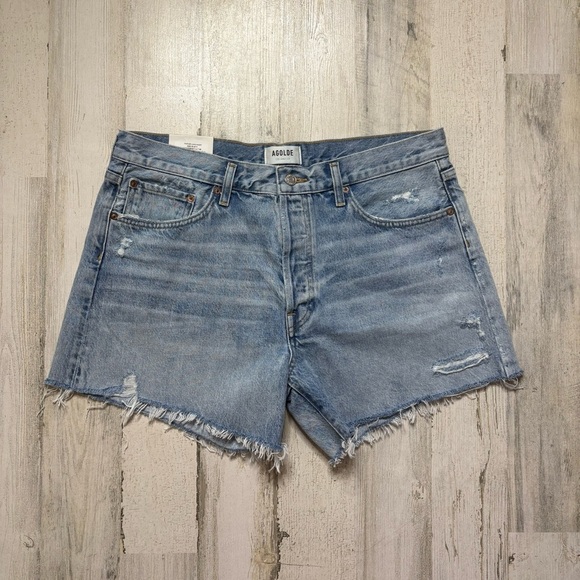 NWT Agolde Parker Vintage Cut Off Denim Shorts Size 31 - Picture 2 of 7